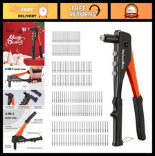 4-in-1 Hand Riveter Tool Kit with 200 Rivets  4 Nosepieces - Metal Pop Rivet Gu