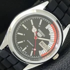 REFURBISHED VINTAGE SEIKO 5 AUTOMATIC 6309A JAPAN MENS BLACK WATCH a440856-1