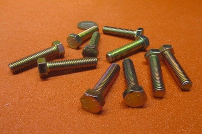 Bolt, Zinc Yellow Steel 8.8 Metric, FT, M8 x 1.25 x 35 mm Length, 10 Pc