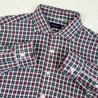 Proper Stoffhemd Herren M Rot Kariert Tencel Langarm Knopfleiste Freizeit Tartan