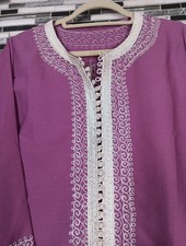 Moroccan Women Kaftan S/M Plum Purple Abaya Summer Dress Wedding NOS