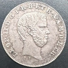 1857 Tuscany 1/2 Paolo Silver Coin