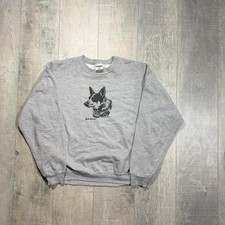 dog art 90s vintage grey and black crewneck cottage core indie core sweatshirt