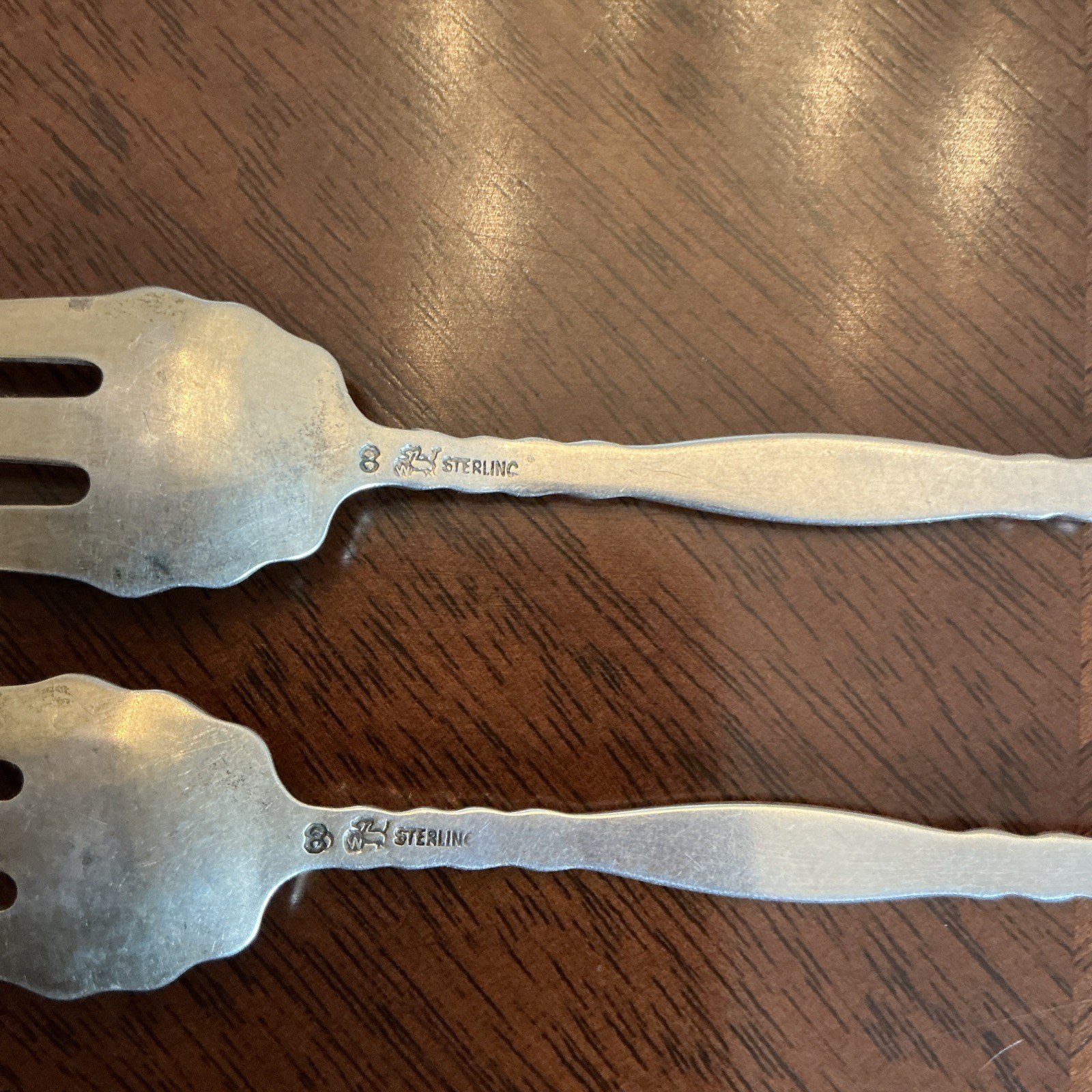 OYSTER FORKS -Sterling- By WHITING MANF. CO. W/SEAHORSE DESIGN & “R” MONOGRAM