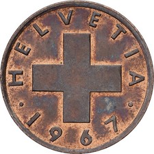 [#1550150] Switzerland, Rappen, 1967, Bern, Bronze, AU, KM:46