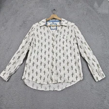 Style & Co Shirt Womens Small White Green Cactus Print Southwestern Western