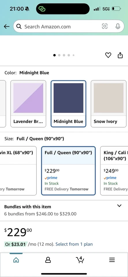 R Evercool Cooling Comforter Full/Queen Blanket Hot Sleeper 90” X 90” Navy - Image 2 of 4