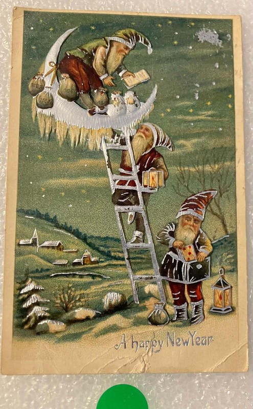Original Christmas/New Years Postcard 1908, Embossed