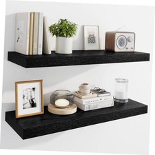 Floating Shelves for Wall, Wooden Shelves with Invisible Brackets 30" Black