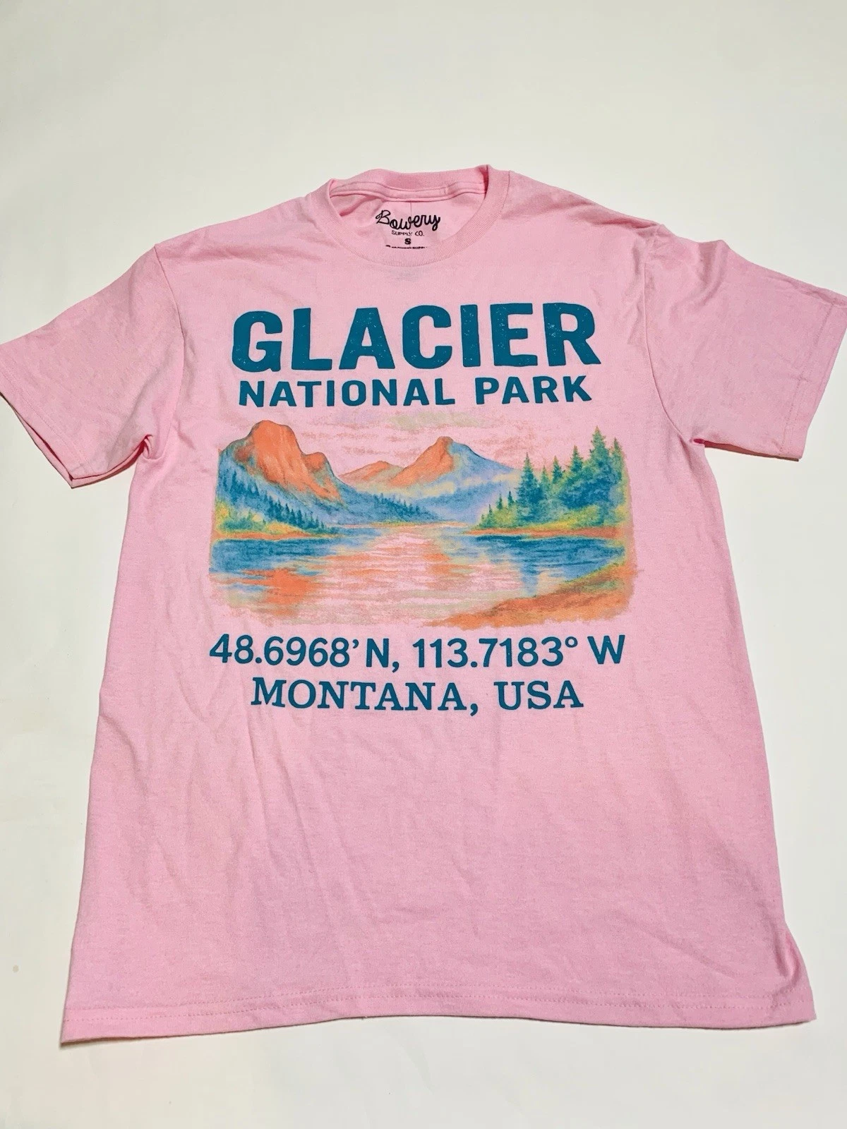 Glacier National Park T Shirt Mens Size SMALL Pink Montana Travel Destination