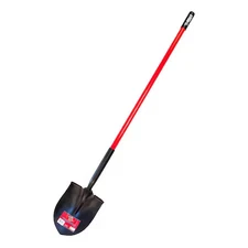 BULLY TOOLS 62515 Round Point Shovel, 14 ga. Steel Blade, 60 in L Fiberglass