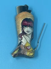 Toker Poker Lighter Sleeve Smoking Tool  CLIPPER STYLE  ~ RED/ Blk Stoner Girl ~