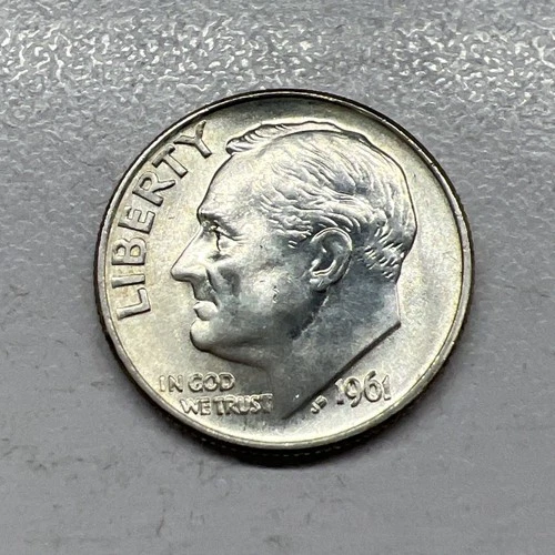 1961 Roosevelt Dime 90% Uncirculated Silver 10c US Coin