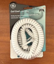 GE Phone Coil Cord 25 Ft White for Handset Telephones TL26122 Replacement
