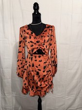 Fashion Nova Party Like Animals Mini Dress Sz Small Orange Animal Print 