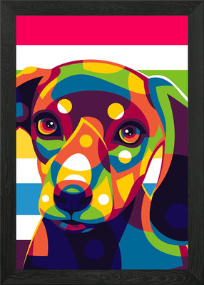 Kleiner Welpe Portrait gerahmtes Wandbild Poster Leinwanddruck Bild