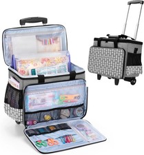 Gray Arrow Rolling Craft Bag on Wheels with Detachable Trolley for Supplies