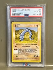 ONIX 1999 POKEMON BASE SET SHADOWLESS #56/102 GEM MINT PSA 10 💎
