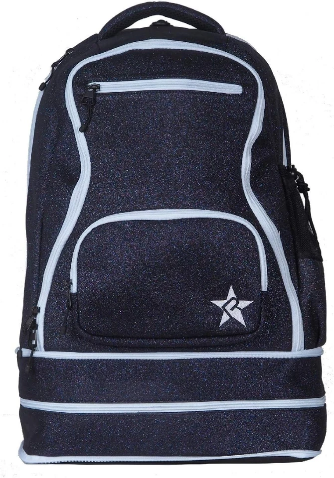 Mochila de poliéster azul marino con cremallera blanca Foto 2 de 3