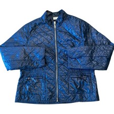 Chico's Navy Quilted Packable Lightweight Jacket Size M, Chico's Size 1