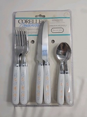 VTG Corelle Coordinates Apricot Grove Stainless Fashion Flatware NEW Set 12pc