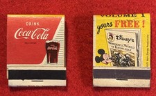 Vintage Coca Cola & Disney Advertising Matchbook Front Strike circa 1970's