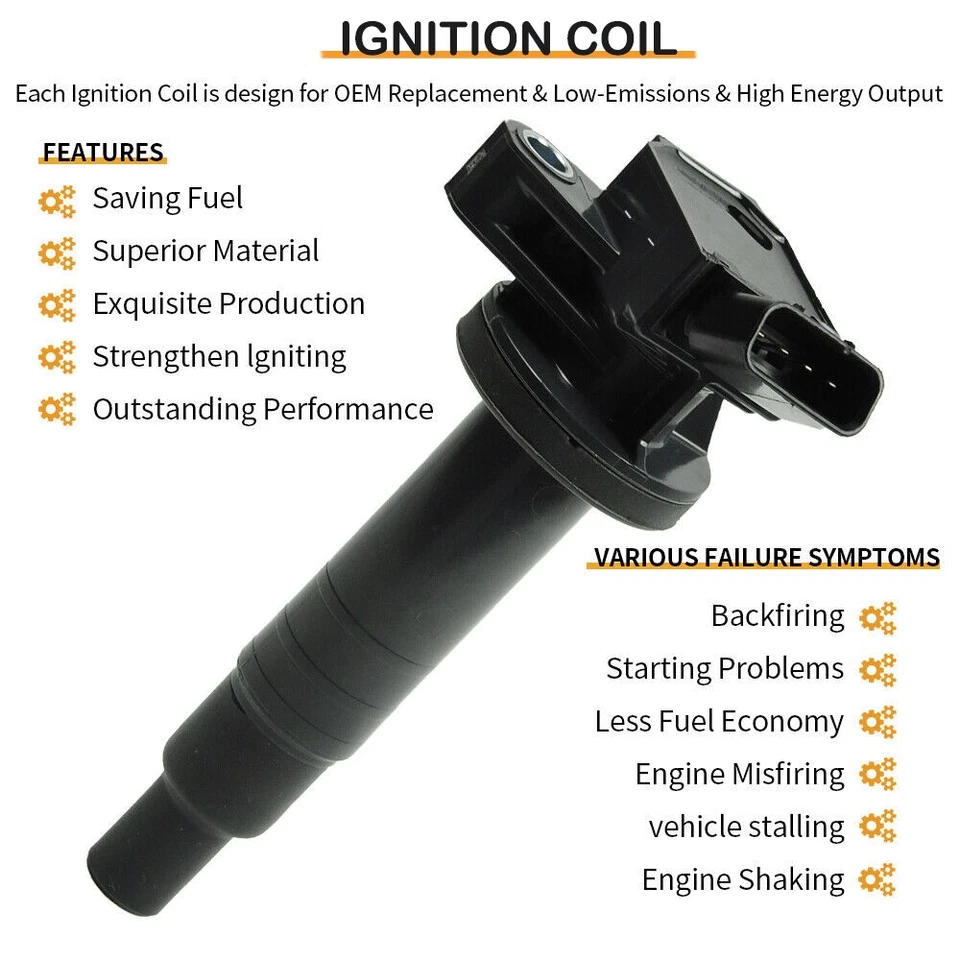 Paquete de 4 bobinas de encendido UF247 C1249 para Toyota Corolla Matrix Celica 2003 2004 2005 Foto 3 de 4