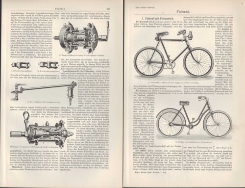 Lithografie 1907: Velociped. Fahrrad Velo Fahrräder Hochrad Dreirad Manuped  - 第 1/2 張圖片