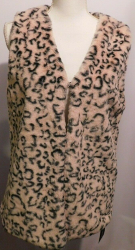 Justin & Taylor Women's One Size Blush Pink Faux Fur Animal Print Lined VEST - Picture 1 of 12