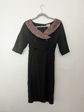 NWT Lindy Bop Retro Style Black Women's Dress with Leopard Print Collar Sz US S
