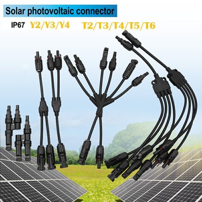 Solar Panel T Y Branch PV Connector Male+Female Adapter Cable Connectors Kit