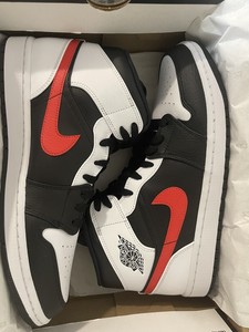 Air Jordan 1 Mid Black/Chile Red-white | eBay