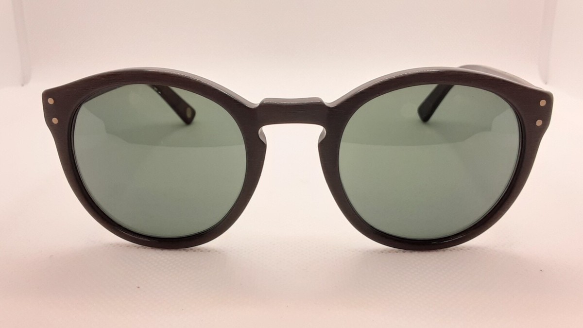 AHLEM St. Germain Black Brushed Acetate Sunglasses Green Lens 49 