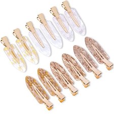 No Crease Hair Clips Creaseless Hair Clips Makeup Clips No Bend 12P-White Gold