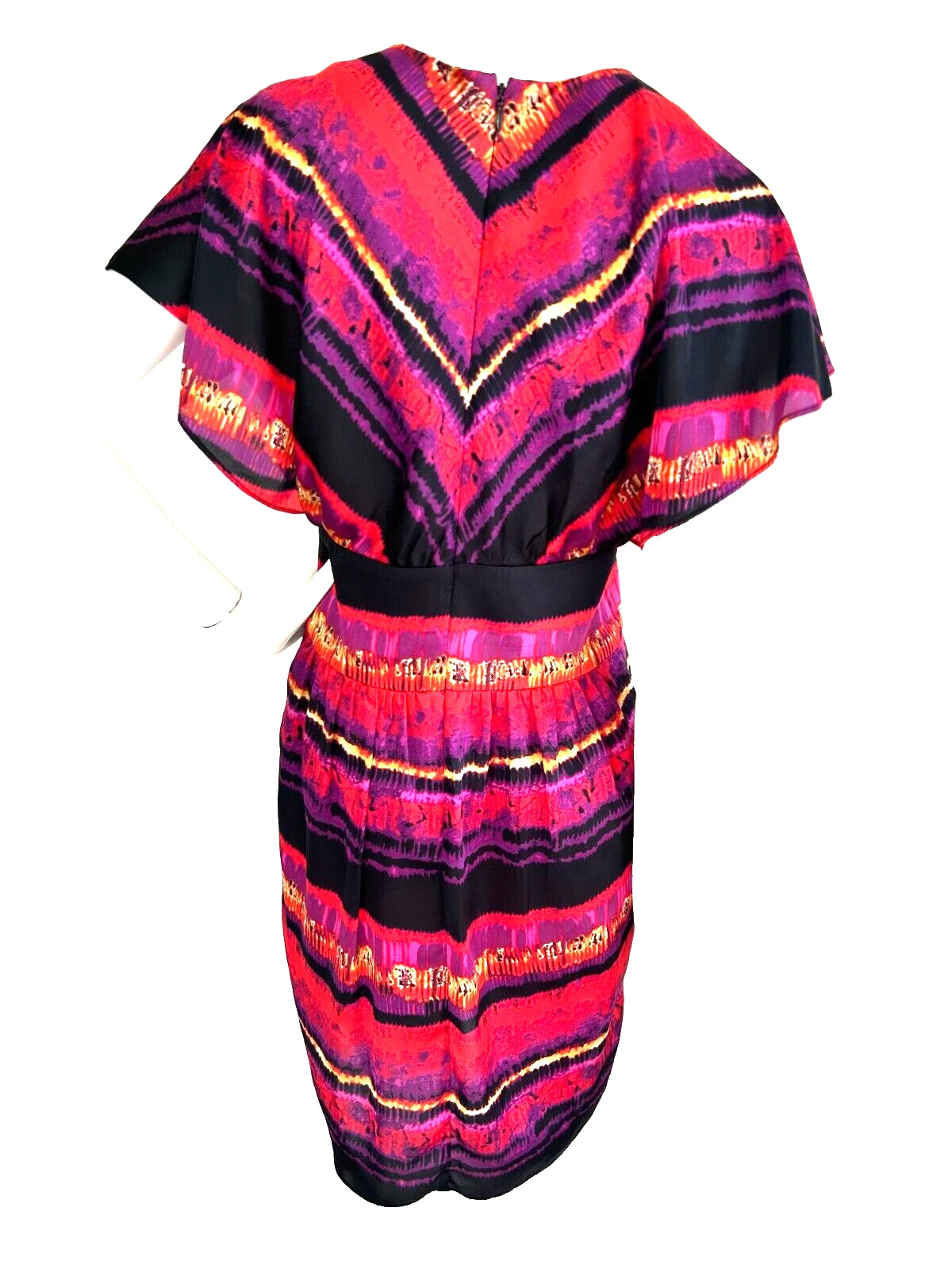 VETEMENTS Abito bucato Shelli Segal manica dolman scollo a V zip raso rosa taglia media 8