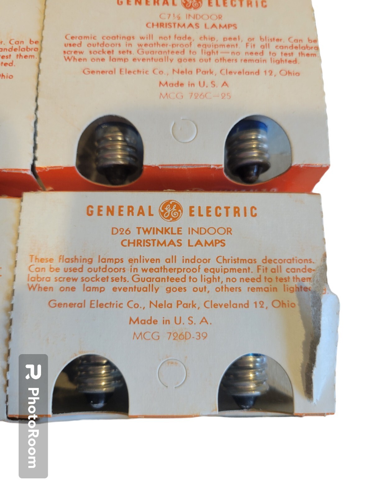 VTG GE C7 1/2 Indoor Christmas Light Bulbs Blue Lot Of 35 PCs USA Made