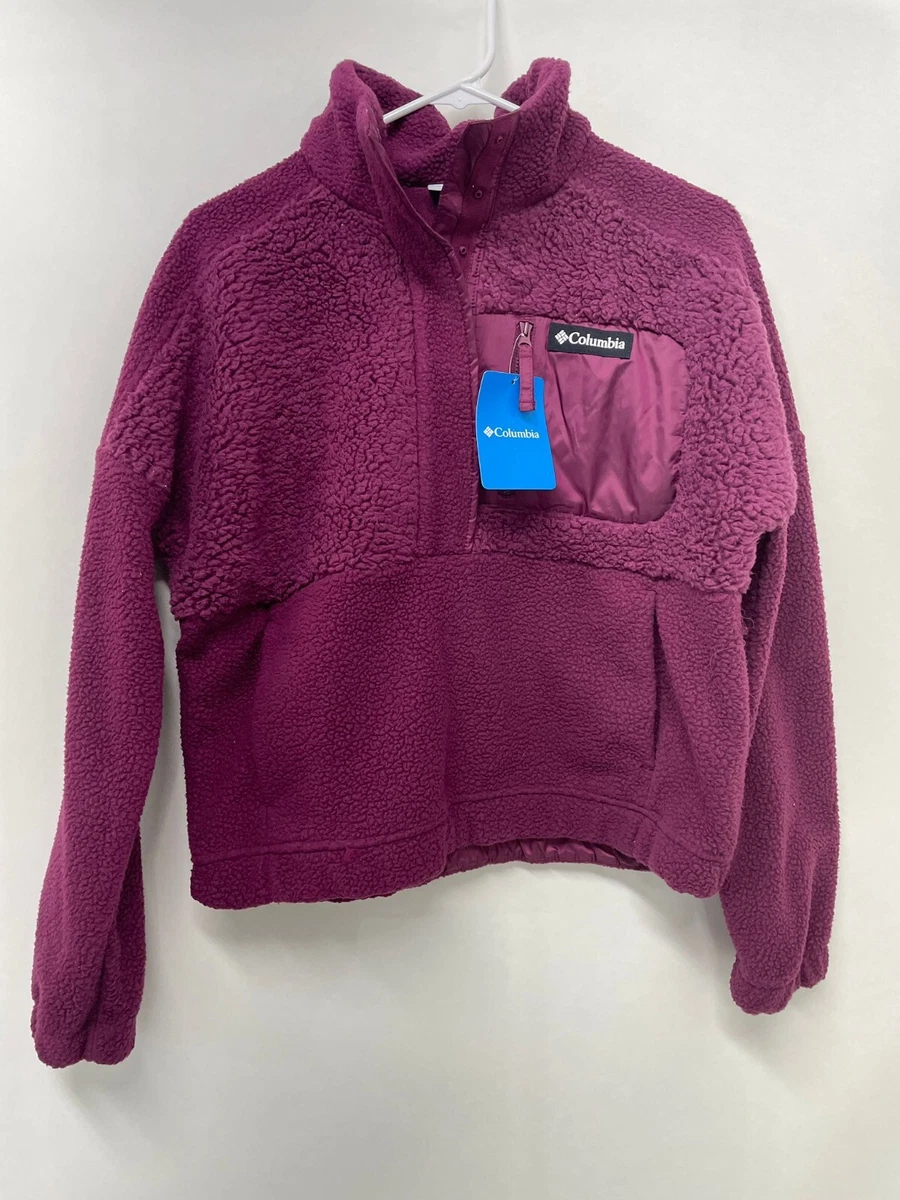 Columbia Womens M Lodge Sherpa Pullover Sweater Fleece Jacket Marionberry