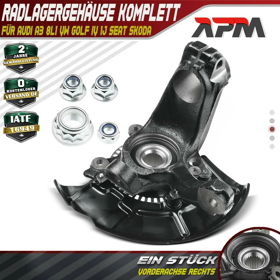 Achsschenkel Radlagergehäuse komplett Vorne Rechts für Audi A3 8L1 VW Golf IV 1J