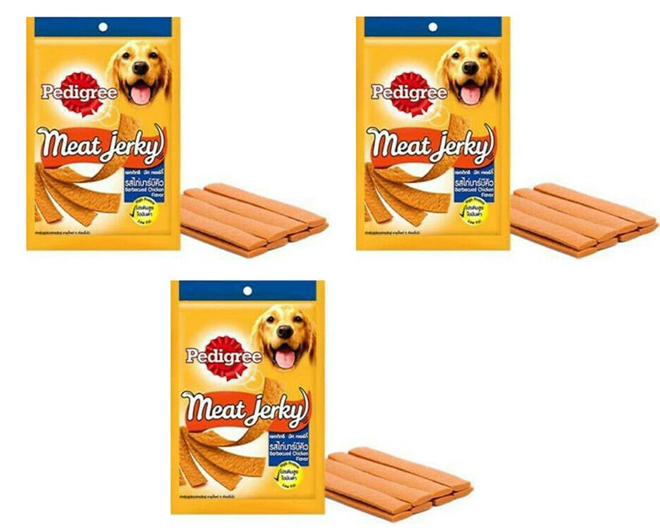 3 x Pedigree Meat Jerky Babecued Chicken Flavor Dogs Food Nutritionally complete