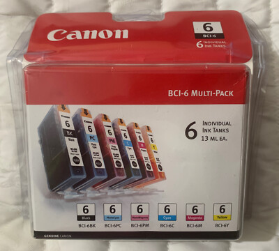 Canon BCI-6 Ink Cartridge Set BK/C/M/Y/PC/PM 4705A018 Sealed Retail Box FreeShip