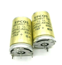 2 x EPCOS Sikorel 125 "LL" Elkos 1000uF/63V - 4 pin - NEW