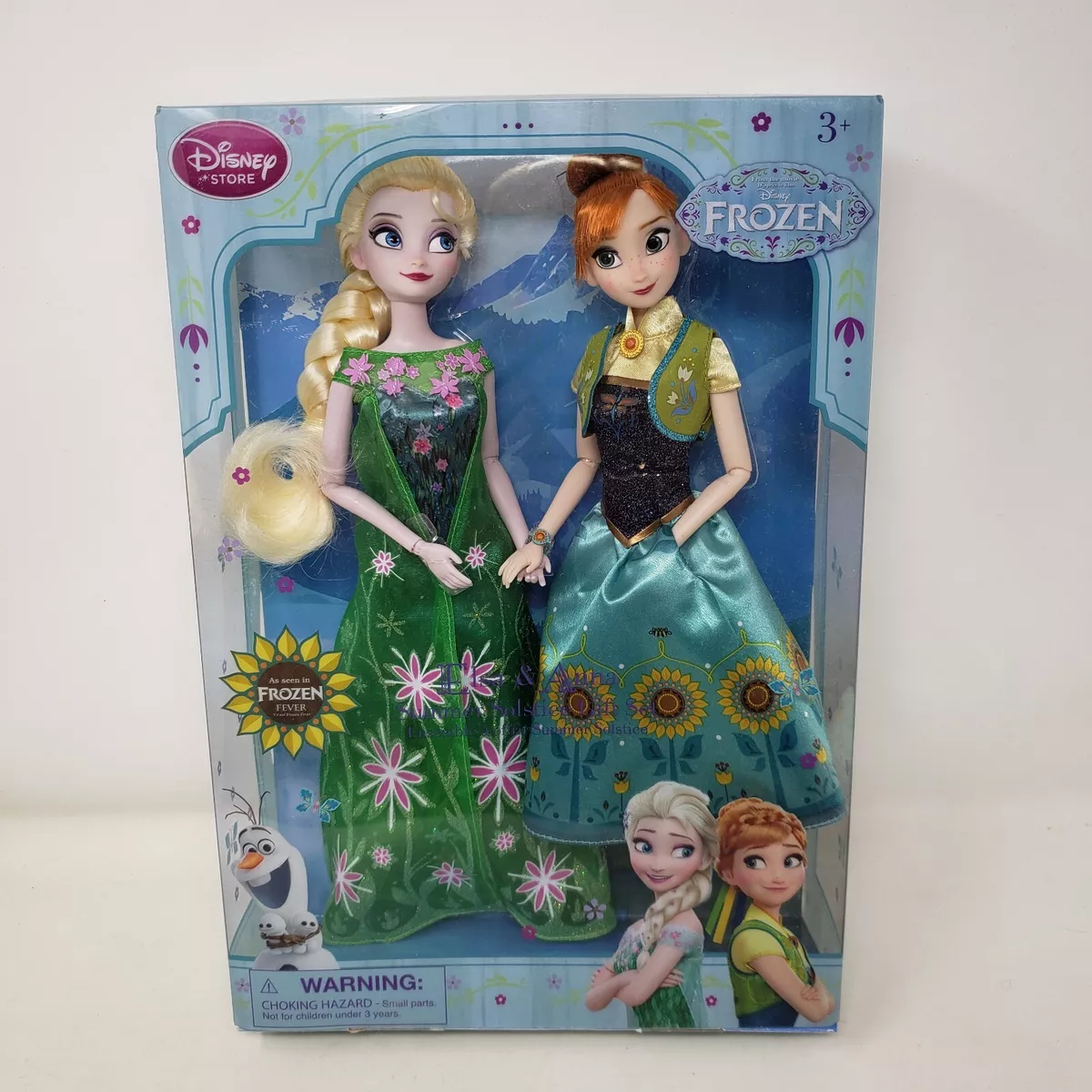 Disney Store Frozen Fever Elsa Anna Doll Set Happy Birthday 2