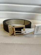MICHAEL KORS 553751C Women's MK Signature Reversible Belt Brown Leather Gold L