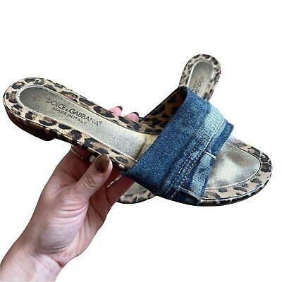 Dolce & Gabbana Denim Strap Flat Sandals Blue Size 37.5 | eBay