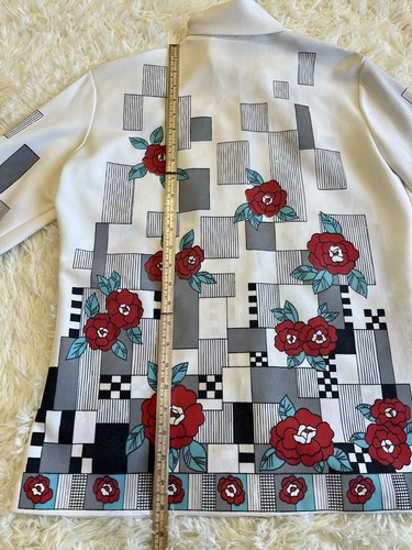 Vintage Women’s Double Knit 80s Floral Print Button Up Long Sleeve Top Sz Medium - Picture 5 of 6