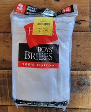 Vintage Hanes Boys Cotton Briefs Pack of 3 Size 14 NOS 2000 NEW
