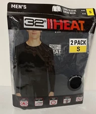2 Pack 32 Degrees Heat Mens SMALL Base Layer BLACK T-Shirt Long Sleeve Anti-Odor