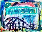 CHUCK GREATREX "BUSTED BRIDGE"  Abstract ORIGINAL Painting! Real Nice! — photo 1
