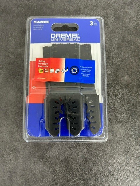 Brand New Dremel MM480BU Wood Flush Cut Oscillating Blades 3-Pack Dual Interface
