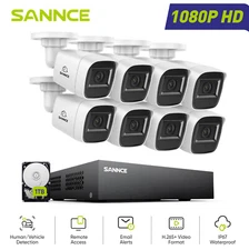 SANNCE 5IN1 8CH DVR 1080P Video CCTV Outdoor Camera Security System AI Motion 1T